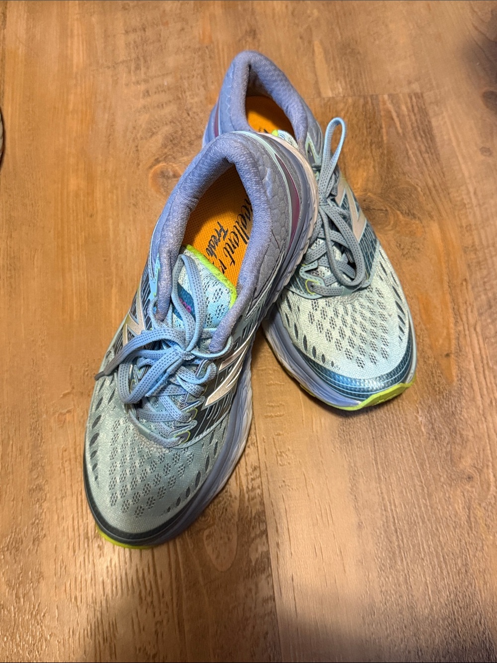 New Balance Women's Light Blue and Lime Sneakers
